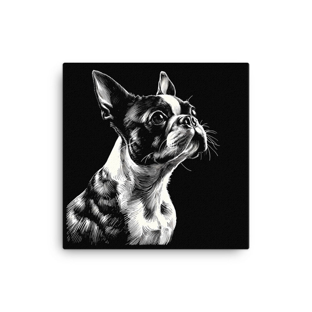 Boston Terrier Line Art Canvas