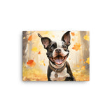 Cheerful Boston Terrier Dog Exploring A Park Watercolor Canvas