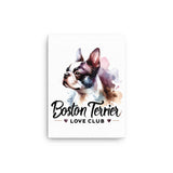 Boston Terrier Love Club - Elegant Watercolor Boston Terrier Art Canvas