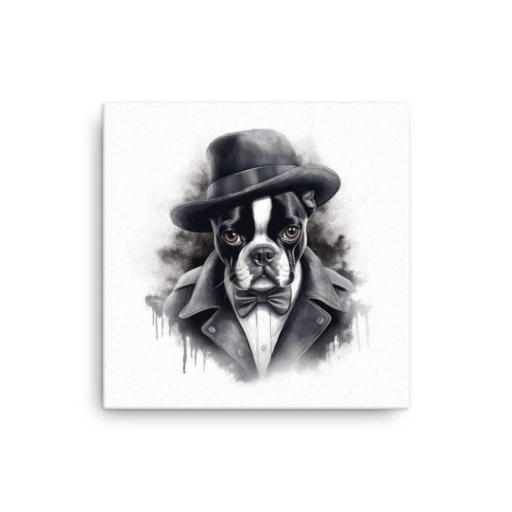 Boston Terrier Gentleman on Canvas