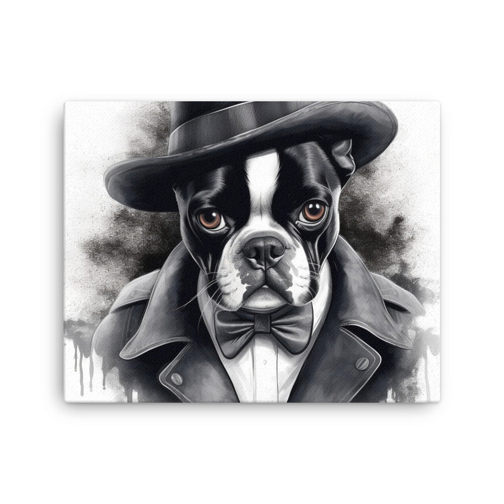 Boston Terrier Gentleman on Canvas