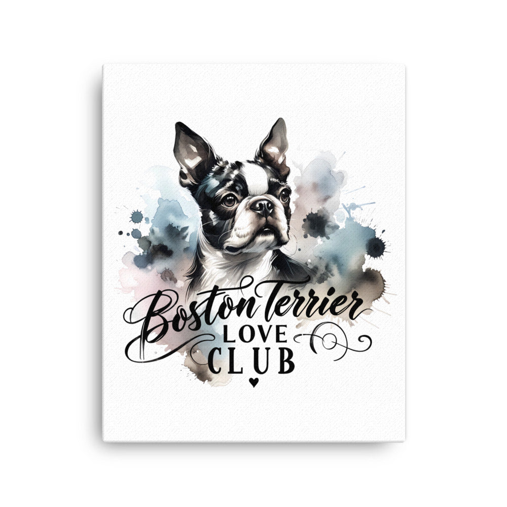 Elegant Watercolor Boston Terrier Art Canvas - Boston Terrier Love Club