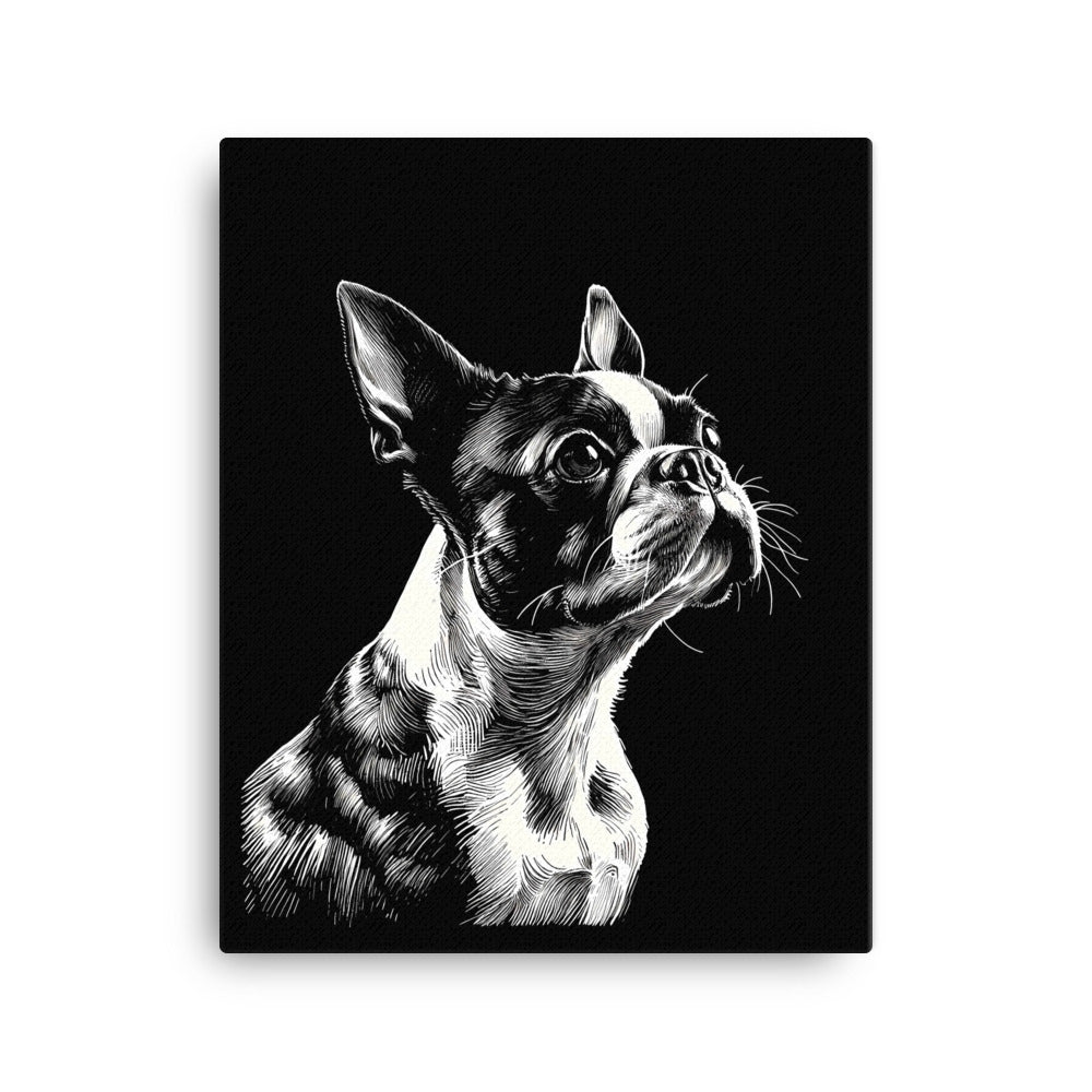 Boston Terrier Line Art Canvas