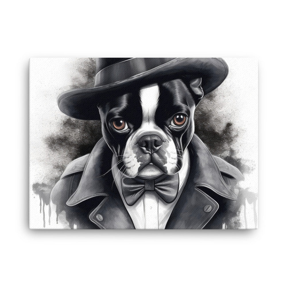 Boston Terrier Gentleman on Canvas