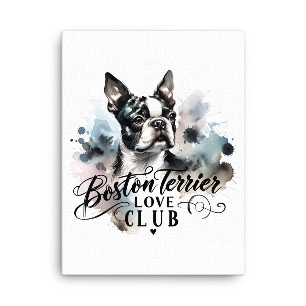 Elegant Watercolor Boston Terrier Art Canvas - Boston Terrier Love Club