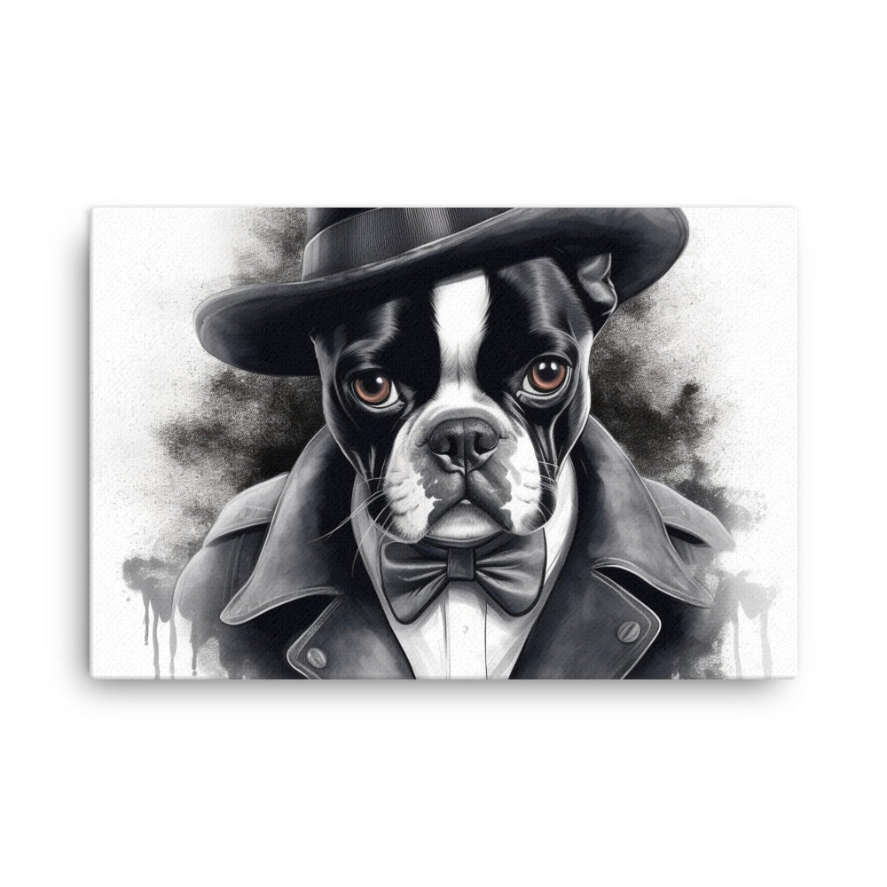 Boston Terrier Gentleman on Canvas