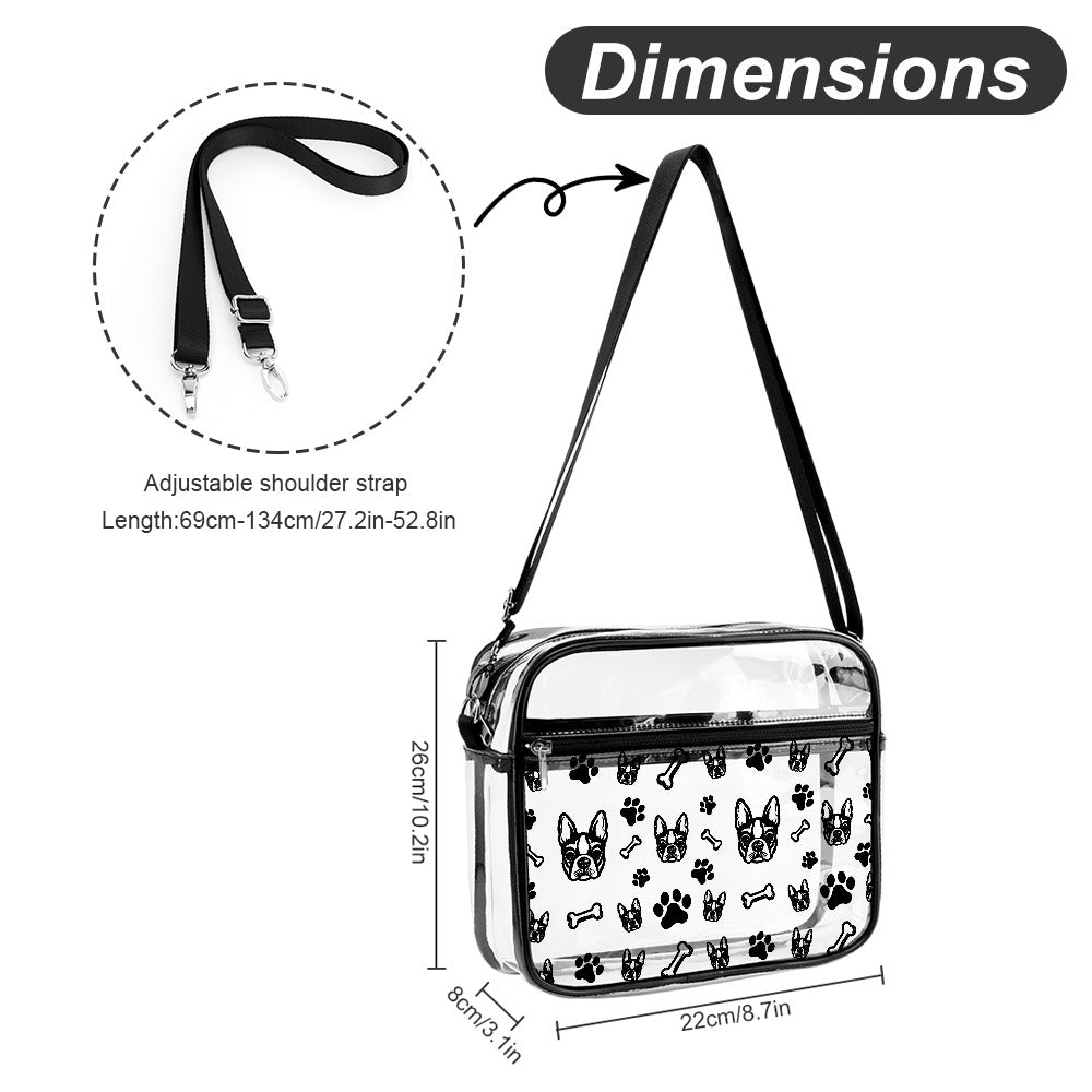 Transparent Boston Terrier Paws and Bones Satchel Set (New 2024)