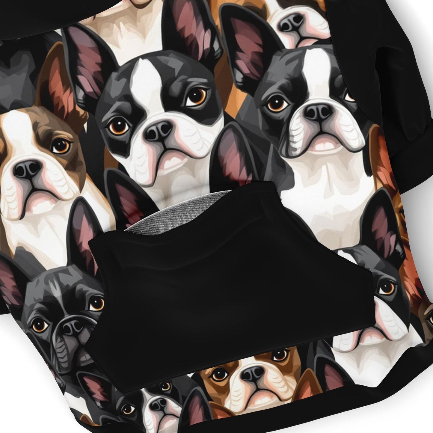 Boston Terrier Dogs Crowd Dog Zip-Up Hoodie