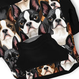 Boston Terrier Dogs Crowd Dog Zip-Up Hoodie
