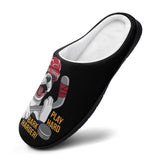 Hockey Boston Terrier Men's Cotton Slippers - Play Hard Bark Harder