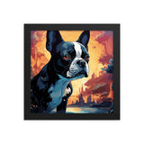 Artistic Representation Of A Boston Terrier In A Surreal Place Framed poster