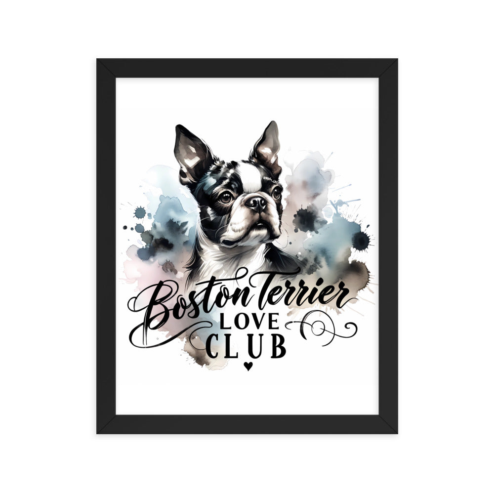 Elegant Watercolor Boston Terrier Art Framed Poster - Boston Terrier Love Club