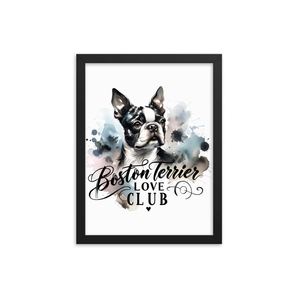 Elegant Watercolor Boston Terrier Art Framed Poster - Boston Terrier Love Club