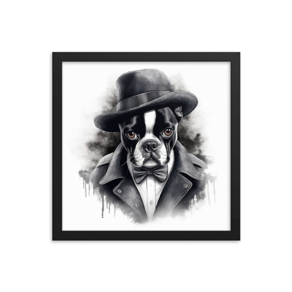 Boston Terrier Gentleman on Framed Poster