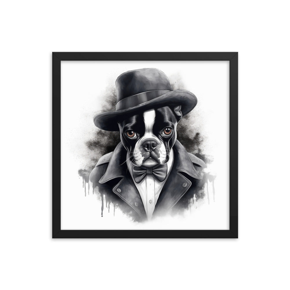 Boston Terrier Gentleman on Framed Poster