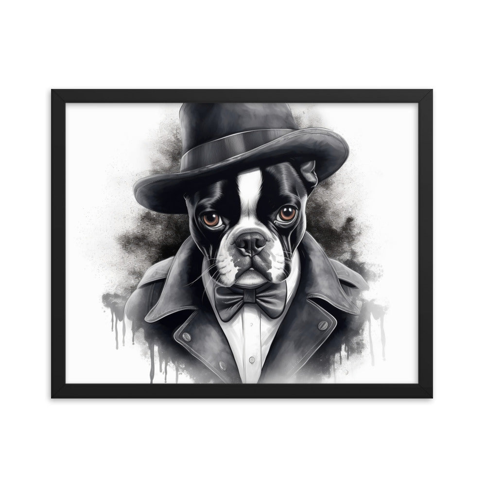 Boston Terrier Gentleman on Framed Poster