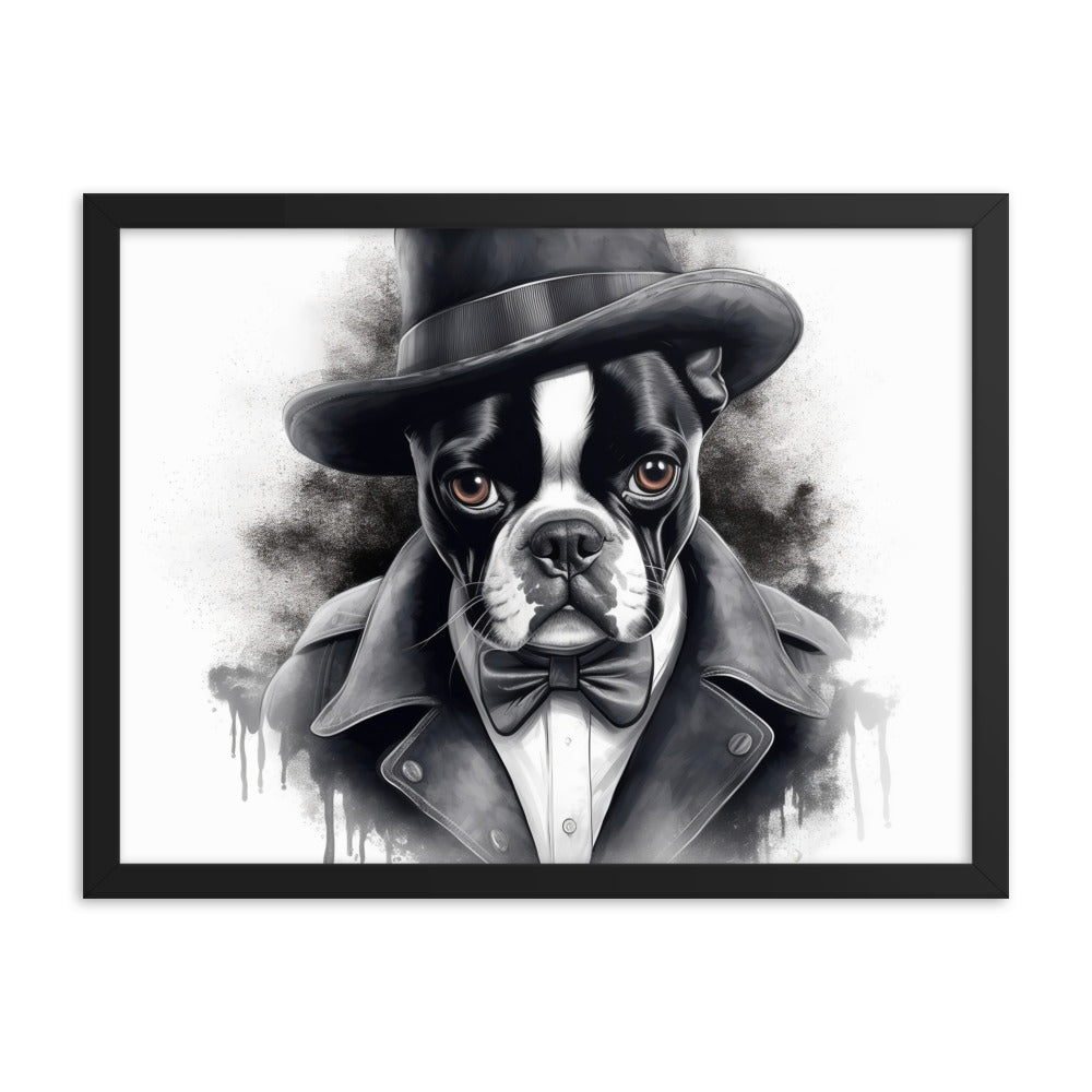 Boston Terrier Gentleman on Framed Poster