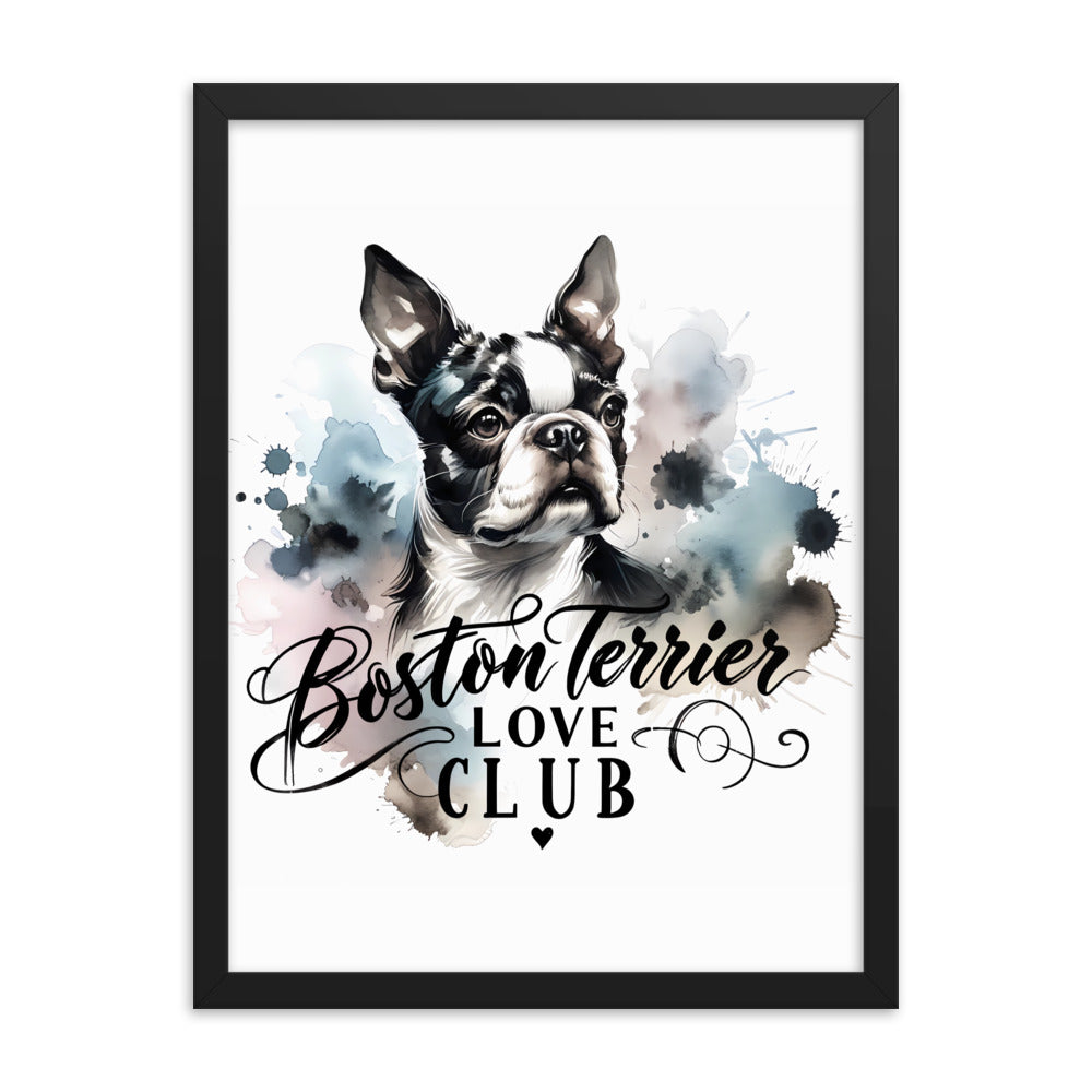 Elegant Watercolor Boston Terrier Art Framed Poster - Boston Terrier Love Club