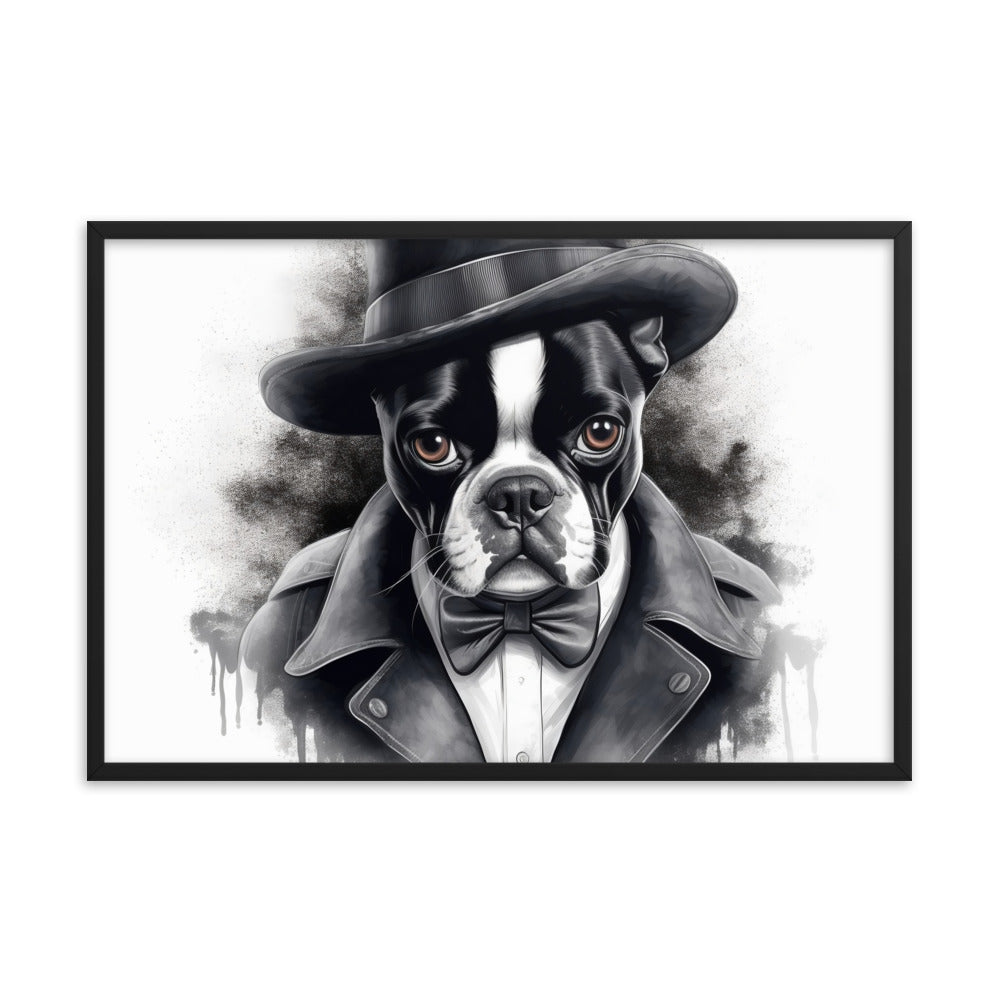 Boston Terrier Gentleman on Framed Poster