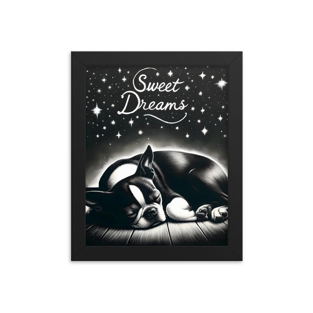 Sweet Dreams Boston Terrier Pup Framed Poster