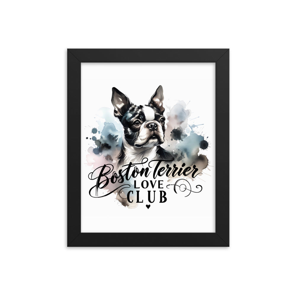 Elegant Watercolor Boston Terrier Art Framed Poster - Boston Terrier Love Club