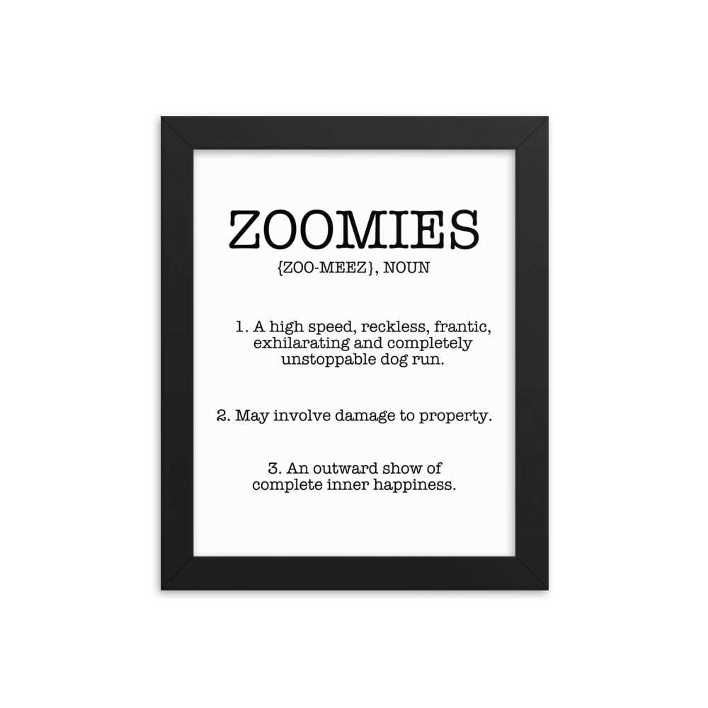 Zoomies Definition Framed Poster