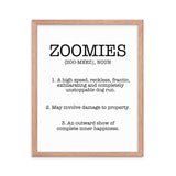 Zoomies Definition Framed Poster