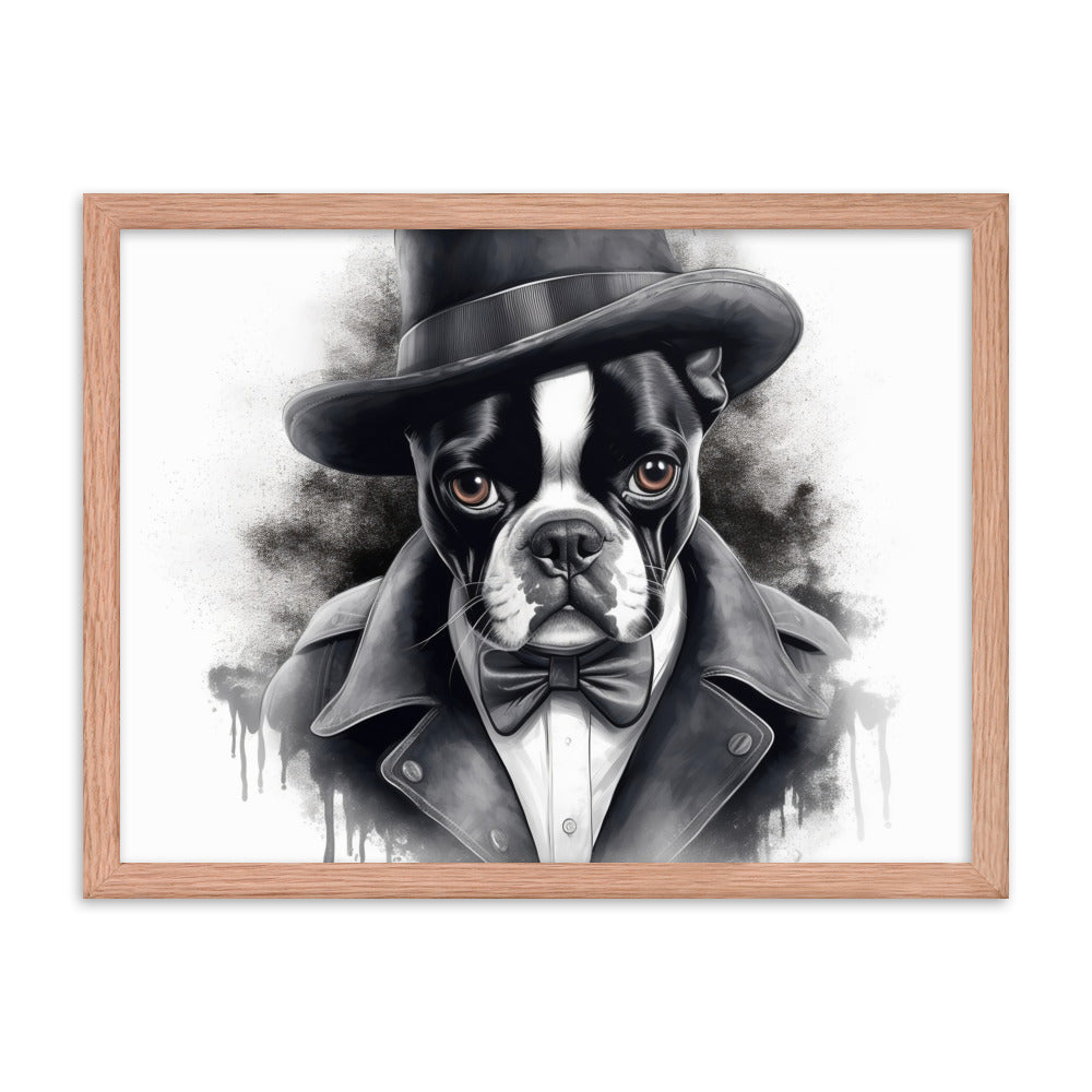 Boston Terrier Gentleman on Framed Poster