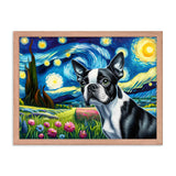 Starry Night - Boston Terrier Dog Framed Poster