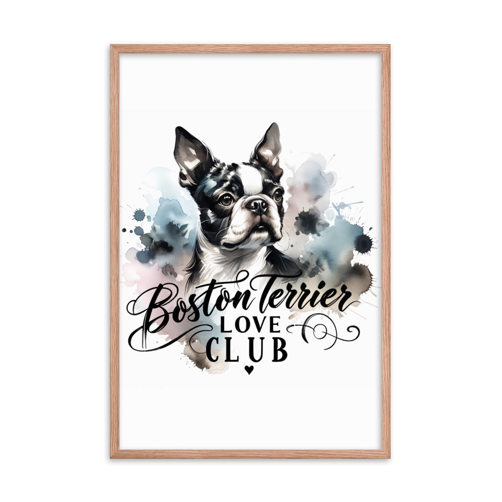 Elegant Watercolor Boston Terrier Art Framed Poster - Boston Terrier Love Club
