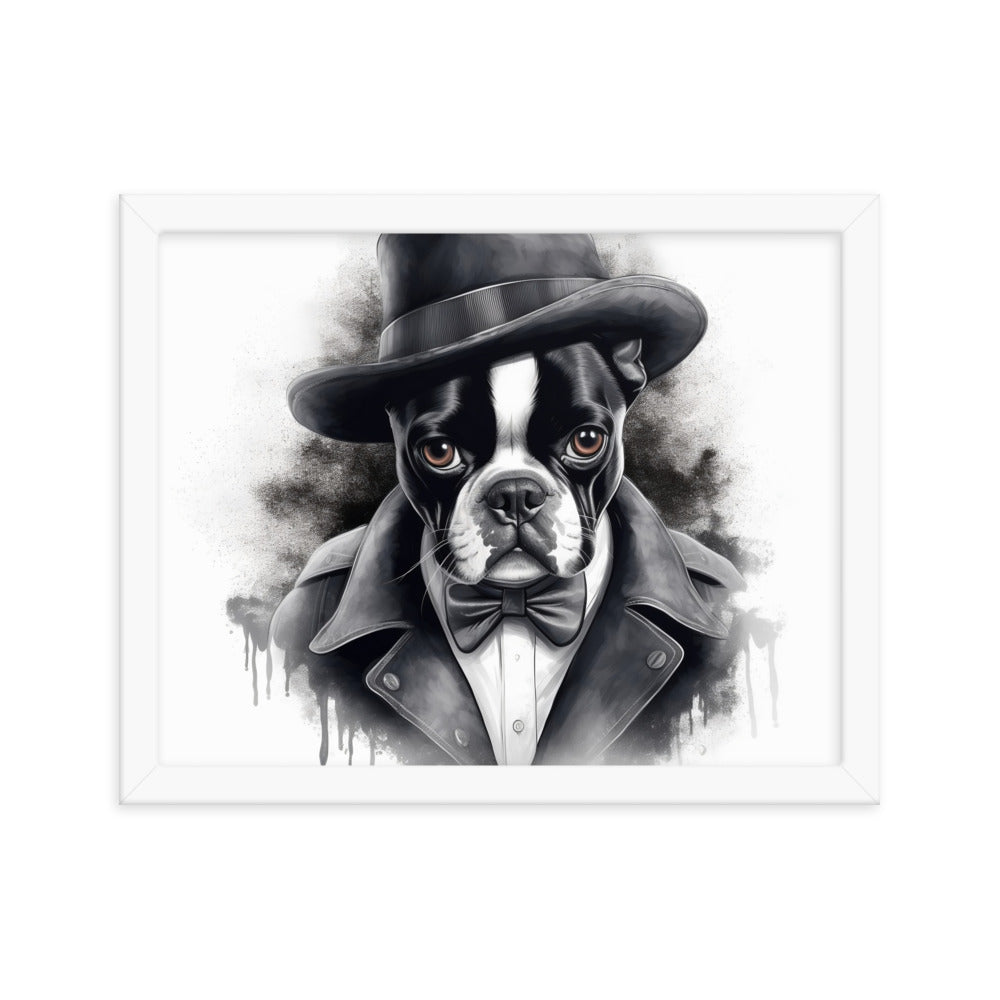 Boston Terrier Gentleman on Framed Poster