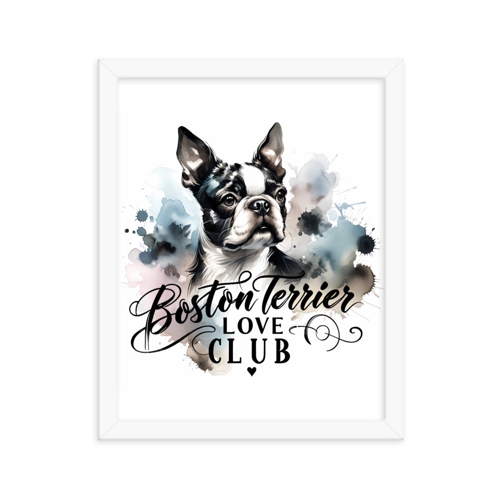 Elegant Watercolor Boston Terrier Art Framed Poster - Boston Terrier Love Club