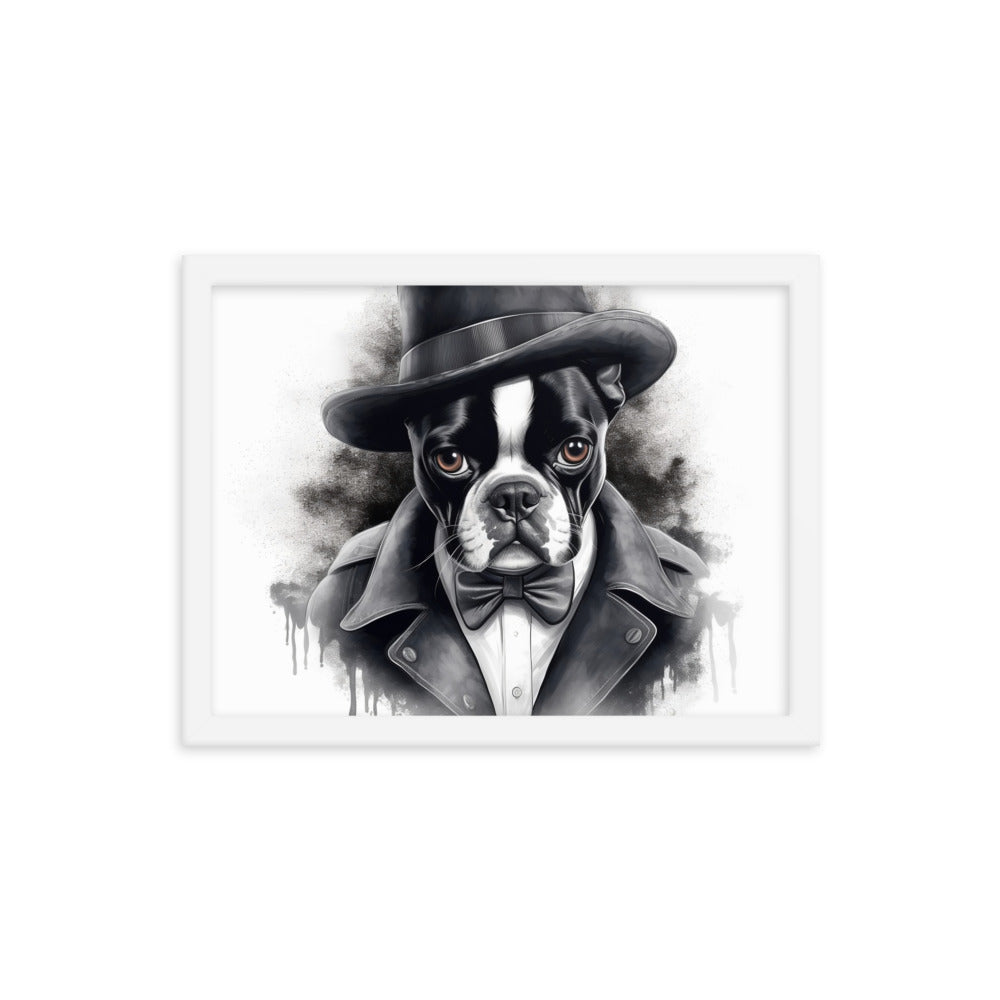 Boston Terrier Gentleman on Framed Poster