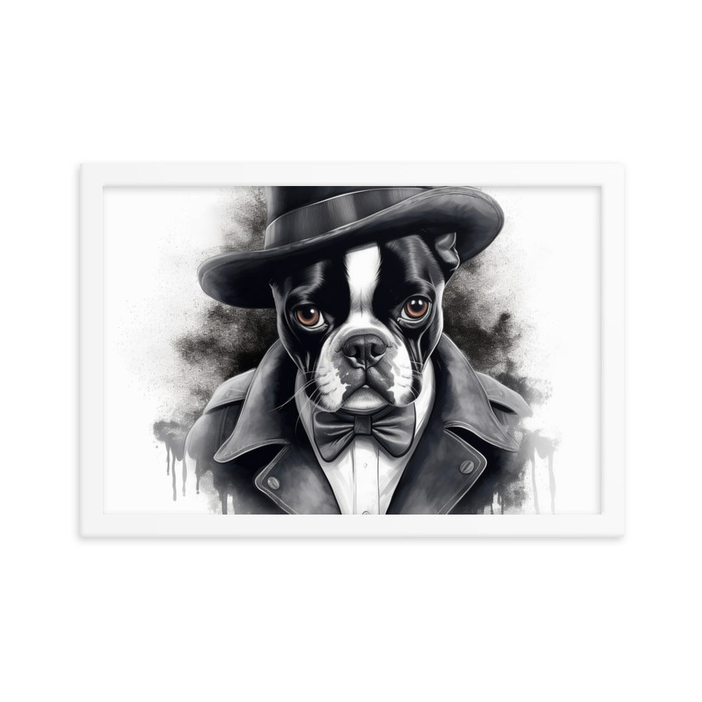 Boston Terrier Gentleman on Framed Poster