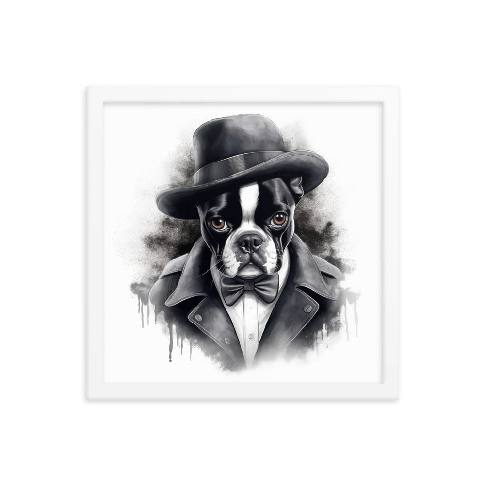 Boston Terrier Gentleman on Framed Poster