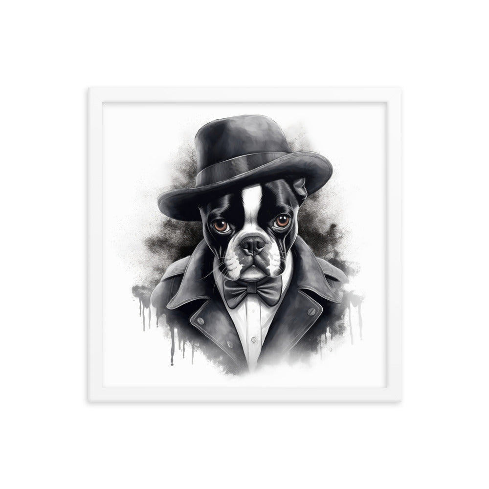 Boston Terrier Gentleman on Framed Poster