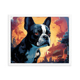Artistic Representation Of A Boston Terrier In A Surreal Place Framed poster