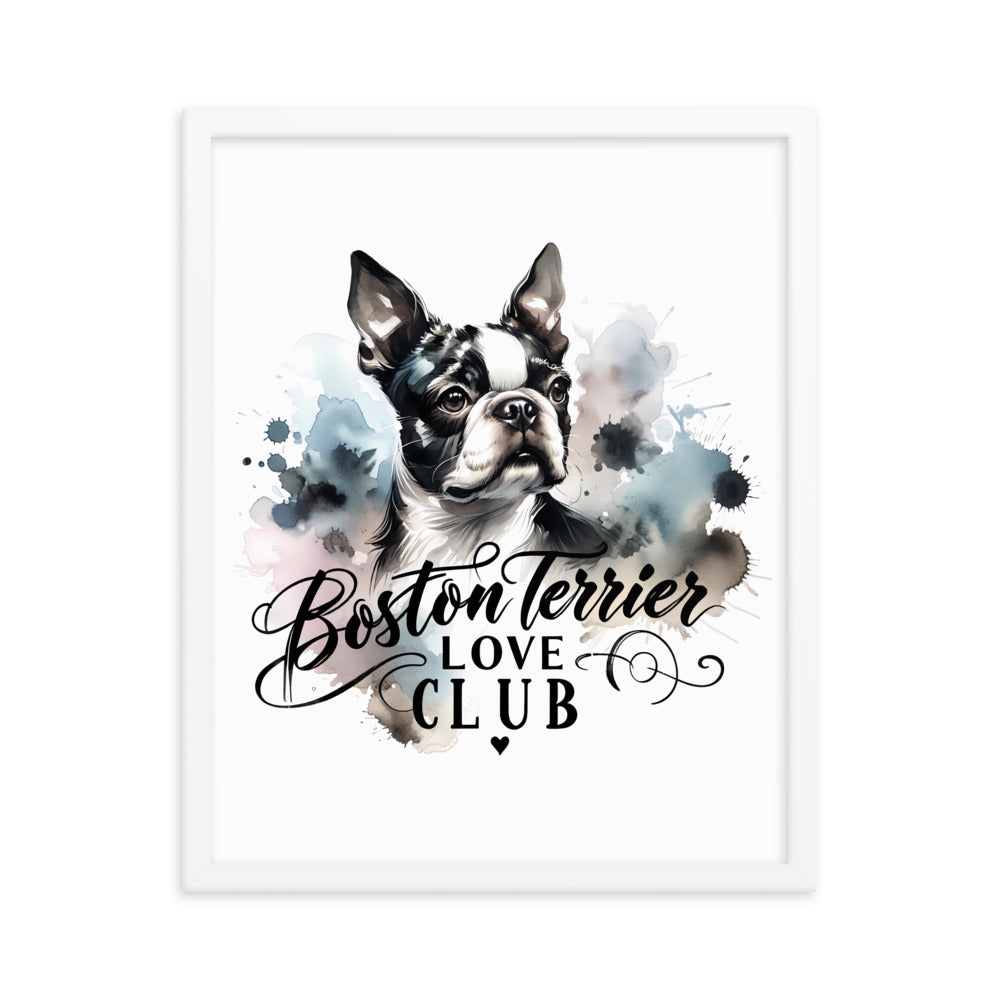 Elegant Watercolor Boston Terrier Art Framed Poster - Boston Terrier Love Club