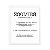 Zoomies Definition Framed Poster