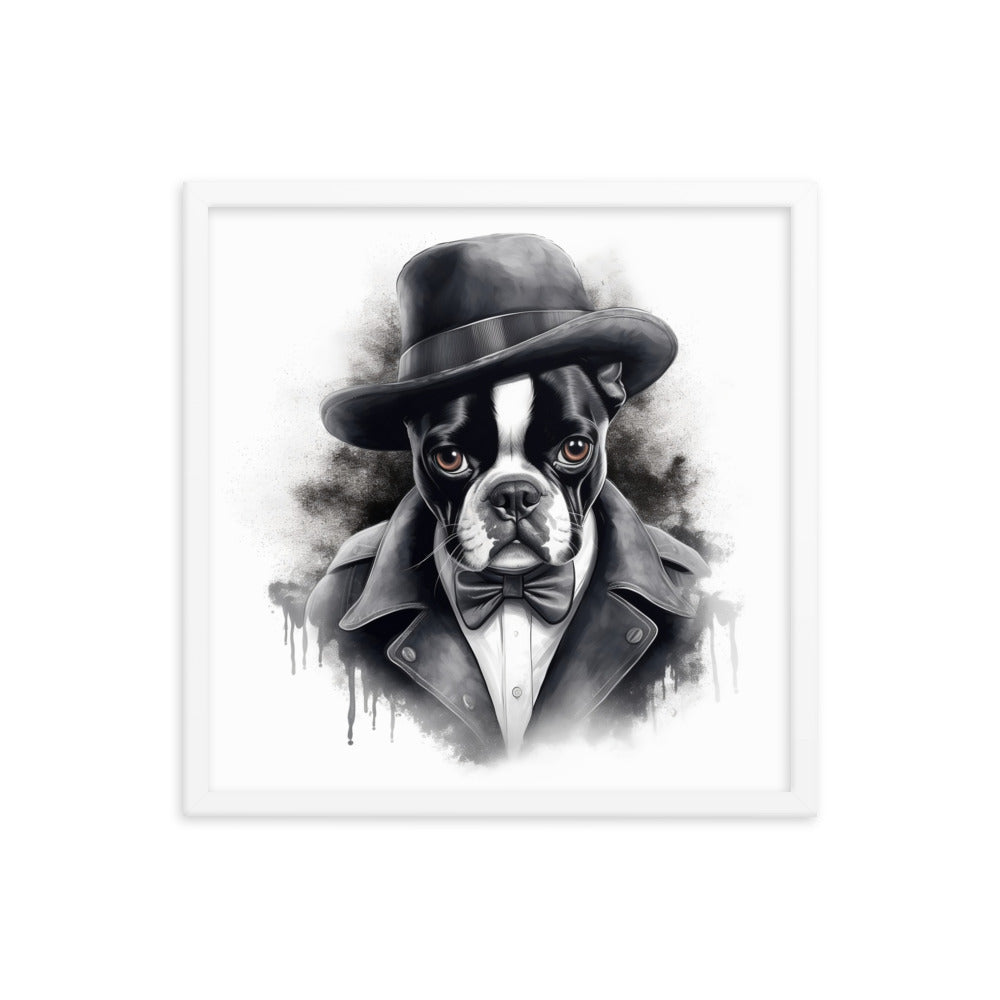 Boston Terrier Gentleman on Framed Poster