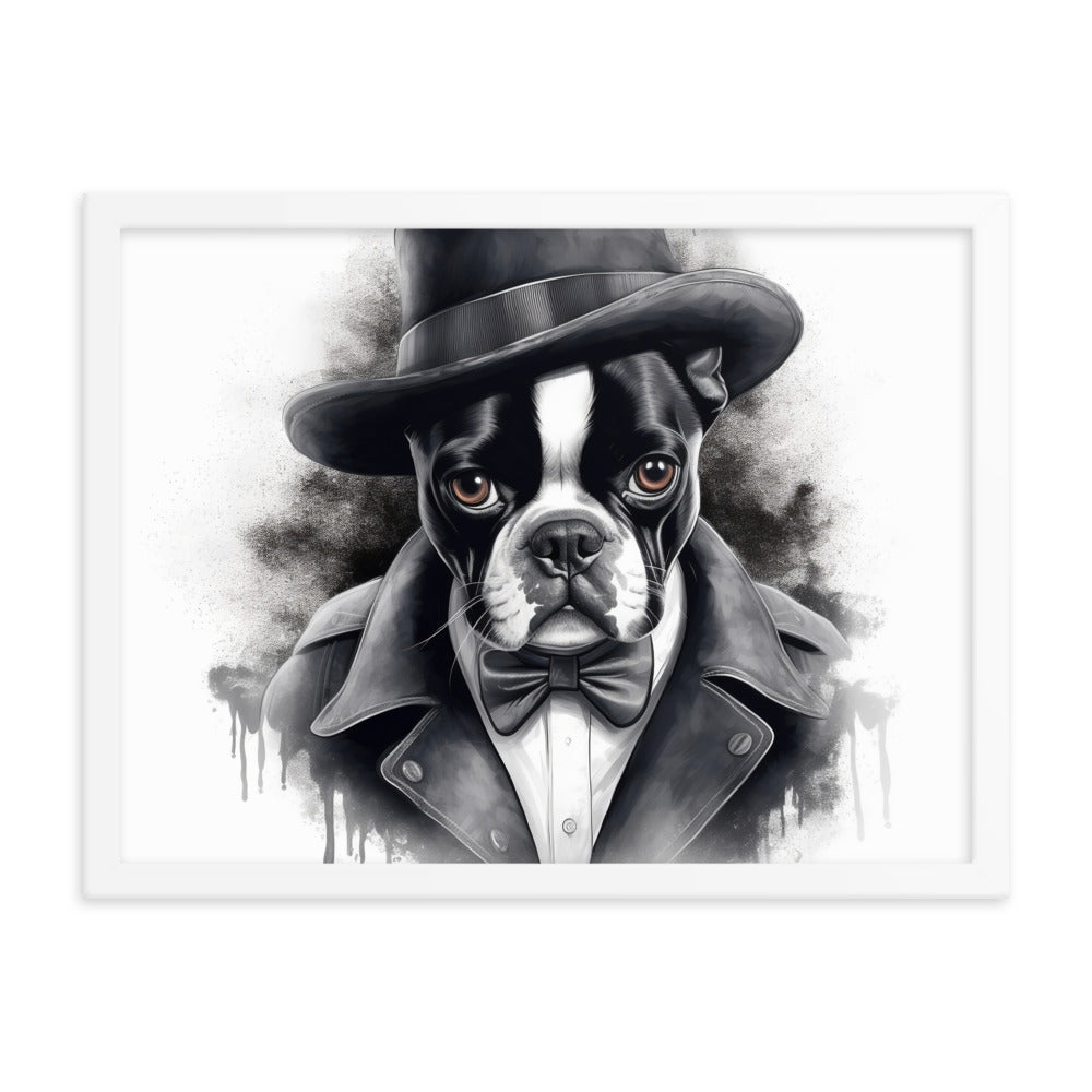 Boston Terrier Gentleman on Framed Poster