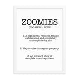 Zoomies Definition Framed Poster