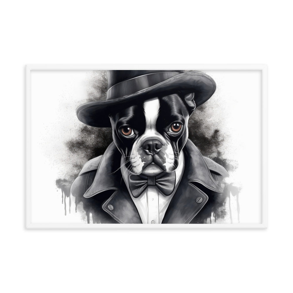Boston Terrier Gentleman on Framed Poster