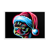 Bright Boston Holiday - Santa Pup Style Framed Poster