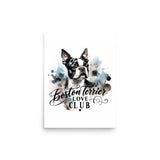 Elegant Watercolor Boston Terrier Art Poster - Boston Terrier Love Club