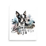 Elegant Watercolor Boston Terrier Art Poster - Boston Terrier Love Club