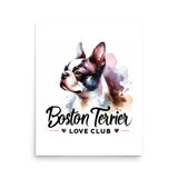 Boston Terrier Love Club - Elegant Watercolor Boston Terrier Art Poster