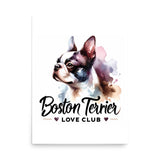 Boston Terrier Love Club - Elegant Watercolor Boston Terrier Art Poster