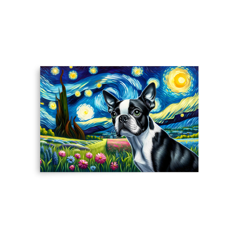 Starry Night - Boston Terrier Dog Poster