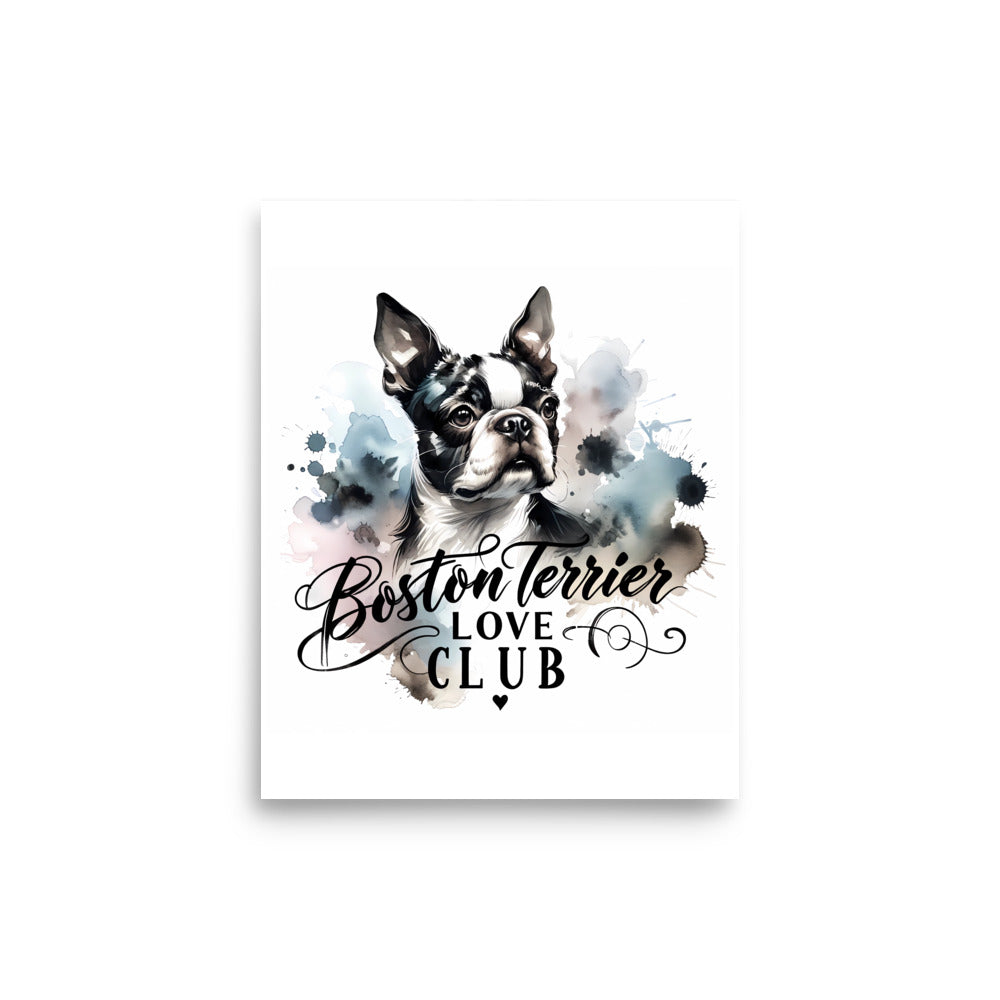 Elegant Watercolor Boston Terrier Art Poster - Boston Terrier Love Club